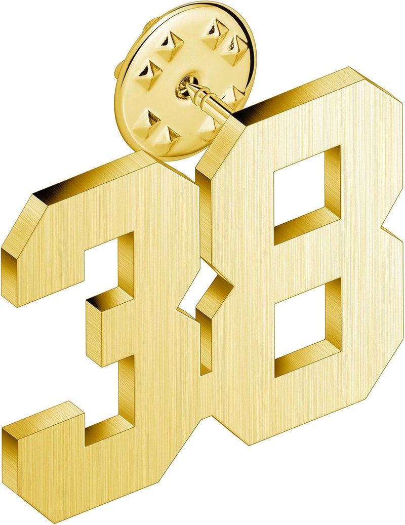 AMITER Personalized 0-100 Number Lapel Pins, 18K Gold Brooch Pin Tie Tacks for Suits, Neckties, Hats, Men & Women - Image 1